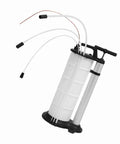 Easy Grip Hand Operated Oil Pump For Quick Engine Fluid Extraction With Suction Hose And Smooth Manual Action, 9L capacity, white and black, with flexible hoses.