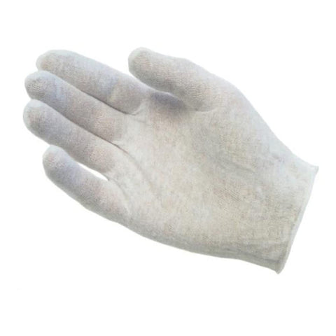 Killer Comfort Fit Womens Cotton Lisle Glove Liners Lightweight Workwear Underlay Perfect For Latex And Vinyl Disposables Slick White Pack Of Twelve Pairs Heavy Duty Daily Grind Essential close-up of a single cotton glove liner