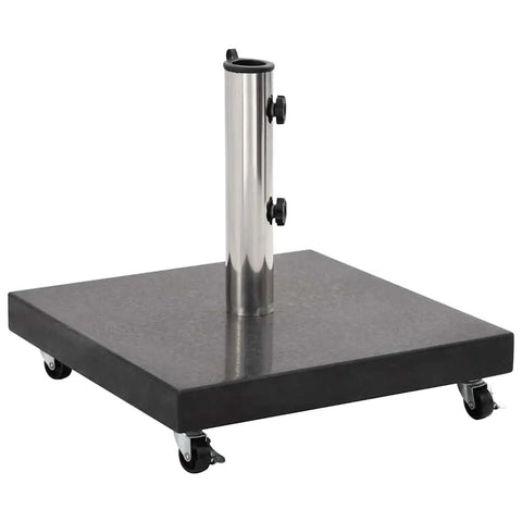 Rock Solid Parasol Base In Black Granite With Stainless Steel Construction Square Design Heavy Duty Medium Outdoor Umbrella Stand