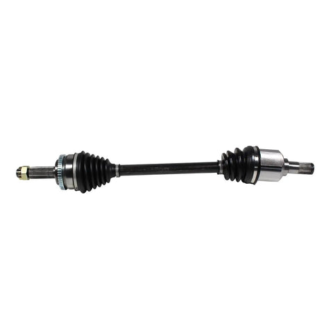 Left Front CV Axle Shaft Assembly Built To Crush Potholes With Plug And Play Fitment, black rubber boots, steel parts.