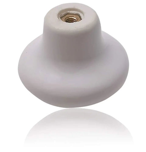 8 Pack White Ceramic Cabinet Knobs Round Drawer Pulls For Kitchen Cupboards With Screws Included, Two Lengths 25mm And 35mm, top view