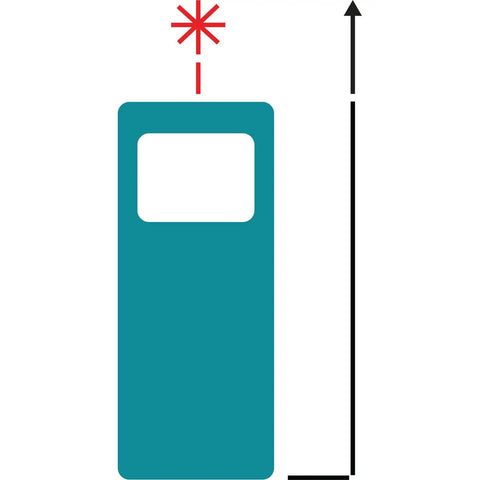 Icon showing Pro Grade Laser Distance Meter With 262 Foot Range And Precision, red laser beam, for DIY and measurement tasks.