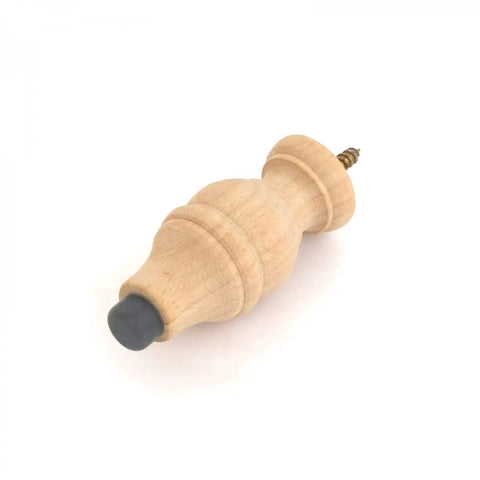 3 5/8 Inch Wall Mount Victorian Maple Wood Door Stopper With Rubber Tip, Unfinished Bumper Stop Ready To Paint Or Stain
