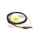 Keyence FU-E11 Optical Fiber Sensor With Area Thrubeam, 11 Beam Axes, 2 m Fiber Unit shown coiled with packaging and accessories.