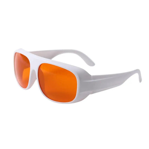 Heavy Duty Laser Safety Eyewear Featuring Badass OD5 Plus Defense Against UV And Green Lasers Covering 180 To 540 Nm Range with orange lenses
