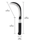 K310 Brush Clearing Sickle With 9 Inch SK5 Japanese High Carbon Steel Blade And 9 Inch Aluminum Handle shown with dimensions