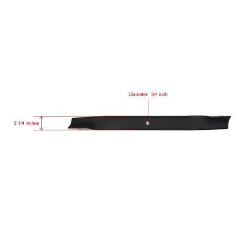 TimeCutter 42 Inch Blade Kit Replacement Set Of Two Pro Grade Blades For 2007 To 2018 Riding Mower With 42 Inch Deck Durable Stainless Steel Construction And Easy To Install For Quick Mowing On Lawns, single blade side view dimensions.