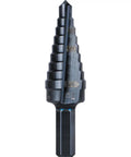 Step Drill Bit Set With Double Flutes For Clean Cuts And Easy Read Markings, 1/4 To 3/4 Inch, 3/8 Inch Hex Shank, Aluminum Titanium Nitride Coated