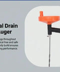 Heavy Duty Manual Drain Snake Auger For Home Plumbing Quick Clog Remover with ergonomic orange handle and coiled cable for effective use.