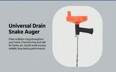 Heavy Duty Manual Drain Snake Auger For Home Plumbing Quick Clog Remover with ergonomic orange handle and coiled cable for effective use.