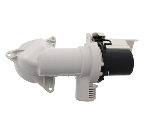 Washer Drain Pump Assembly 120V 80W 1.4A With Diverter Flapper Replacement For Washing Machines Replaces AP6031233 PS11766082, side view