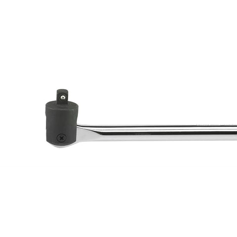 Three Eighths Inch Drive Premium Breaker Bar With Fifteen Inch Length Non Ratching Nut Breaker Tool CrMo Head Close View