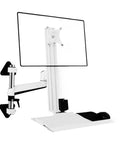 Badass Wall Monitor Mount For Industrial Equipment Slick Heavy Duty Adjustable Monitor Arm with white design for ergonomic workspace setup.