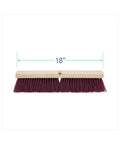 Straight Up Heavy Duty 18 Inch Floor Brush Head Featuring A Rock Solid Hardwood Block And Tough Maroon Polypropylene Bristles For Serious Industrial Sweeping Duties Handles Sold Separately, showing 18 inch length.