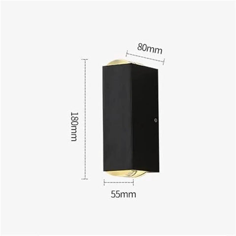 Modern Led Outdoor Wall Sconce,2-Pack 20w Updown Wall Wash Light,Black Metal Ip65 measuring 18cm high and 8cm wide.