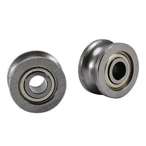 Close-up of two 10Pcs U624ZZ U Ball Bearings Double Shielded Carbon Steel For Rail Track Linear Motion Tiny Yet Tough Mini Bearings