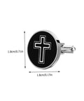 Black Titanium Steel Cross Pattern Cufflinks For Men, Dress Shirt Fasteners For Weddings And Business Formal Events, Durable Polished Cufflinks