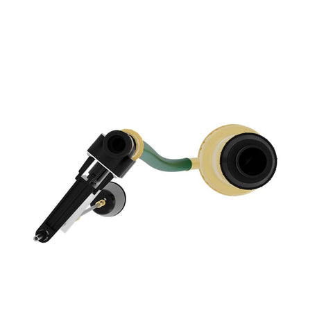 Water Powered Backup Sump Pump for Basement Flood Prevention Automatic Backup During Power Outages No Electricity or Battery Needed Compact Unit That Fits 18 Inch Basins or Larger Operates at 40 PSI and Up, shown from side view.