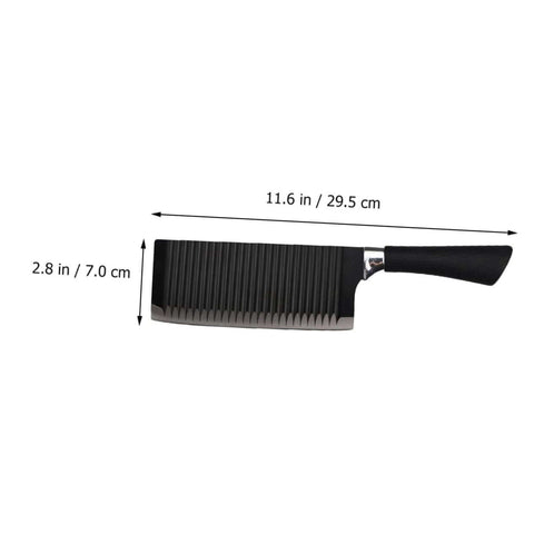 SOLUSTRE wavy chopper knife with crinkle blade, stainless steel, 11.6 in long, black handle