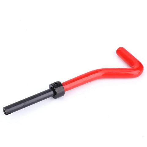M10x1.25 Stainless Steel Rethreading Tap Set All-In-One 17-Piece thread repair kit component featuring a red L-shaped handle tool.