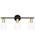 Three Light Matte Black And Gold Bathroom Vanity Light Fixtures With Glass Shade Dope Modern Wall Sconce Industrial Style