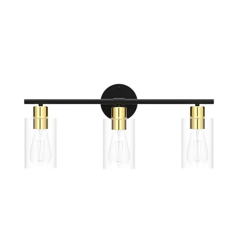 Three Light Matte Black And Gold Bathroom Vanity Light Fixtures With Glass Shade Dope Modern Wall Sconce Industrial Style