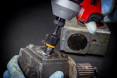 Impact wrench using Seven Piece Metric Bolt Biter Extraction Socket Set With One Quarter And Three Eighths Inch Drive Bidirectional