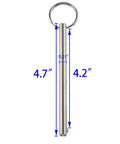 Two-pack stainless steel quick-release pin with ring; 5/16 in diameter, 4.72 in overall length, front view