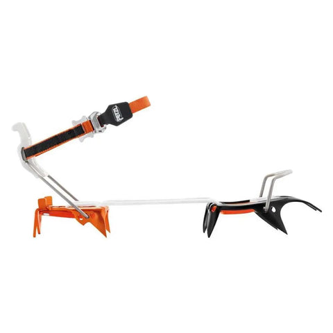 Side view of IRVIS Hybrid LeverLock Universal Crampons for Glacier Trekking and Ski Mountaineering with 10 Point Front Point System