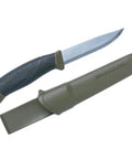 Companion Carbon Steel Fixed Blade Knife With Sheath 4.1 Inch Blade Military Green For Camping Trips Backpacking Fishing Hunting
