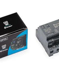 Industrial-Grade IoT Controller With RS485 Communication, box and unit, rugged design for automation and control systems, close-up view.