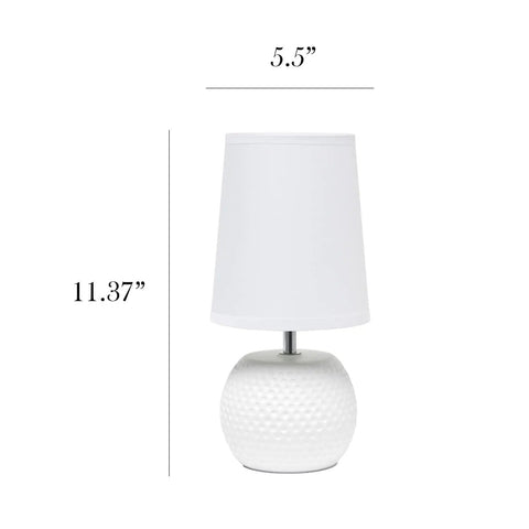 White Ceramic Bedside Lamp With Pink Dotted Texture Shade, Compact Nightstand Light, dimensions 11.37 x 5.5 inches
