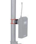Beast Mode Hot Shoe Mount Adapter with Elastic Rubber Band wraps around light pole, securely holding microphone in place.