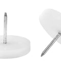 Straight Up Heavy Duty White Furniture Nail Glides 30 Mm Floor Protectors showing two chair leg pads with metal nails.