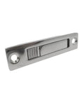 Stainless Steel Pocket Door Pull Handle With Edge Pull Flush Mount Button Style Design for data centers and electrical enclosures, front view.