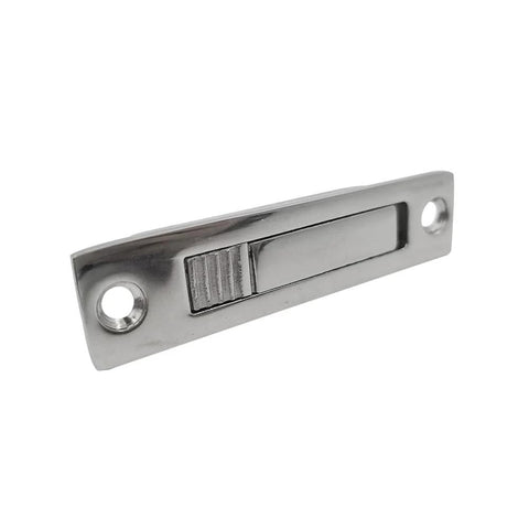 Stainless Steel Pocket Door Pull Handle With Edge Pull Flush Mount Button Style Design for data centers and electrical enclosures, front view.