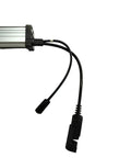 Power Recliner Motor Replacement With Cord Linear Actuator KDPT005-144 side view, aluminum finish, with attached cords for sofa lift.