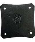 Close-up of Pethahiah Antique Cast Iron Cabinet Ring Drop Pull, 2.5 Inch, Matte Black, showing square base with four mount holes.