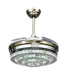 Top Notch Nordic Led Ceiling Fan Light Featuring Silky Smooth Retractable Crystal Blades in sleek design with chrome finish.