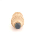 3 5/8 Inch Wall Mount Victorian Maple Wood Door Stopper With Rubber Tip, unfinished maple, end view showing rubber tip.