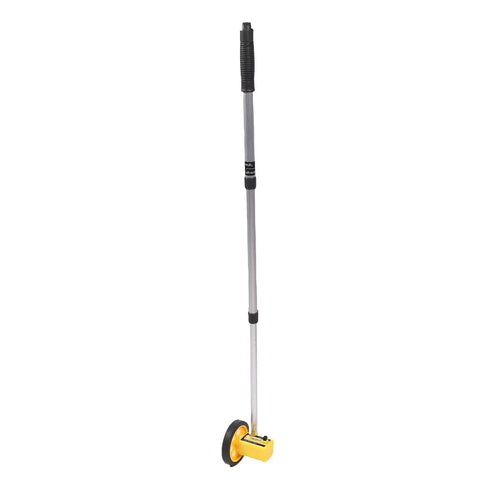 FILFEEL Professional Grade Measuring Wheel – Telescopic Rolling Distance with aluminum frame and a yellow wheel.
