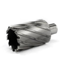 Heavy Duty High Speed Steel Annular Cutter With Beefed Up Weldon Shank 1 11/16 Inch Cut Diameter And Two Inch Slot Depth, side view