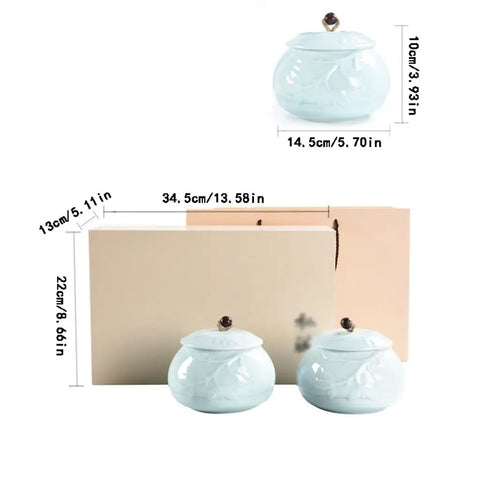 Premium Ceramic Tea Canister Set For Kitchen Straight Up Airtight Coffee Bean Storage Jar Built Tough Sealed Spice Tin with lids.