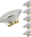 Six Pack PAR36 10W LED Flood Light Bulbs With G53 Base 12 24V AC DC IP68 Waterproof ETL Listed Warm White 3000K, glass lens