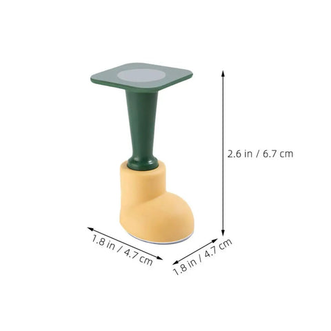 Wall Mounted Door Stopper Set Four Pack shown in yellow and green, 2.6 x 1.8 inches, non-slip PP and TPR material.