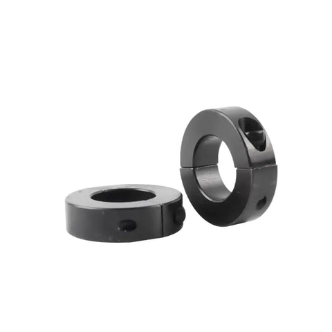 Heavy Duty Separable Carbon Steel Thrust Limit Ring For Shaft Collars 45 By 73 By 19 Mm With Split Clamp Design And Anodized Finish Providing Rock Solid Grip And Durability For Serious Shop Work And Heavy Load Mechanism Requirements Guaranteed. black split carbon steel thrust ring set