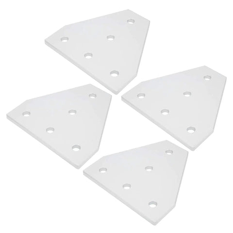 Four silver T Shape Aluminum Joining Plate With Five Holes For 2020 3030 4040 Aluminum Profiles Vertical Joint Bracket shown.