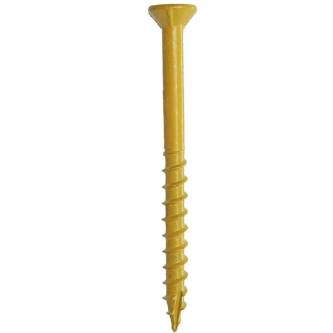 PrimeGuard Plus Wood To Wood Deck Screw Tan Two And One Half Inch Self Starting Type 17 Point Six Sided Star Drive Bugle Head Exterior Weather Resistant 1 Pound Box