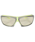 Rock Solid High Visibility Wraparound Safety Glasses With Anti Fog Polycarbonate Lens built tough, shown from the front with a gray and yellow design.