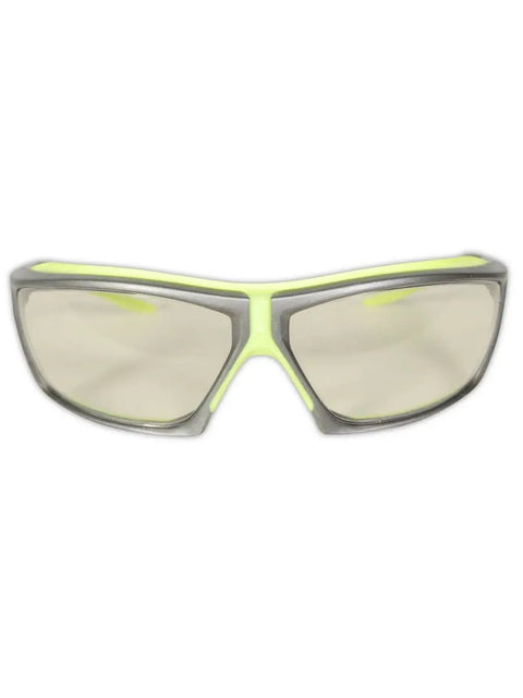 Rock Solid High Visibility Wraparound Safety Glasses With Anti Fog Polycarbonate Lens built tough, shown from the front with a gray and yellow design.